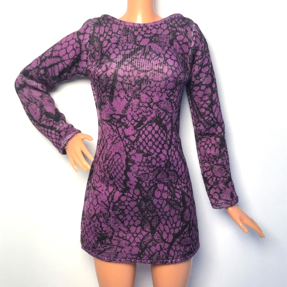 Barbie Doll Clothing 2017 Fresh Doll Mia Long Sleeved Purple Python Snake Dress